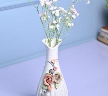 Floral Delight – White Asymmetrical Vase