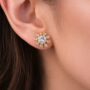 Premium Flower Design Stone Stud Earrings – Elegant Gold Finish for Parties - Buy Online at Alikart