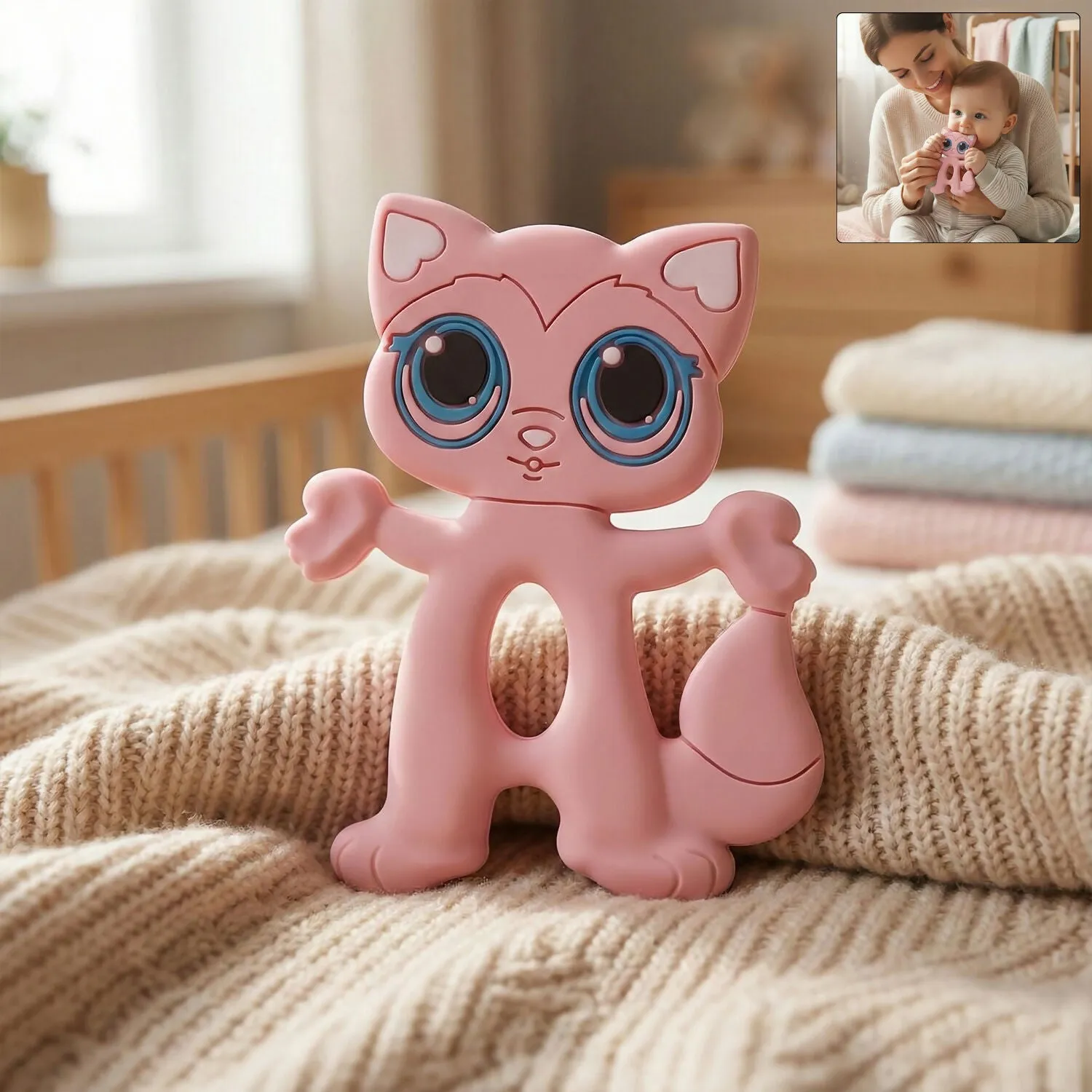 Premium Baby Teether Toy – Cute Cat with Soft Chewable Surface for Infants - Buy Online at Alikart