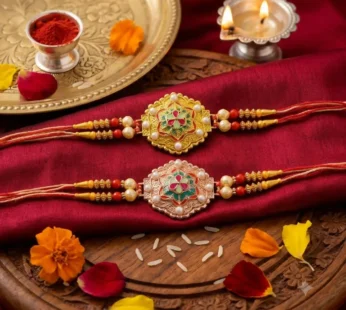 Premium Floral Designer Rakhi for Brother | Gold & Rose Gold Raksha Bandhan
