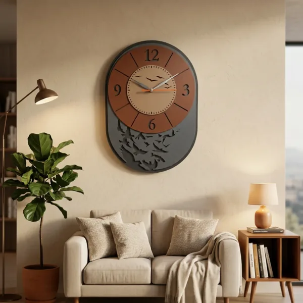 Premium Birds Designer Wall Clock | Decorative Wooden Wall Clock for Living Room, Bedroom & Office Décor