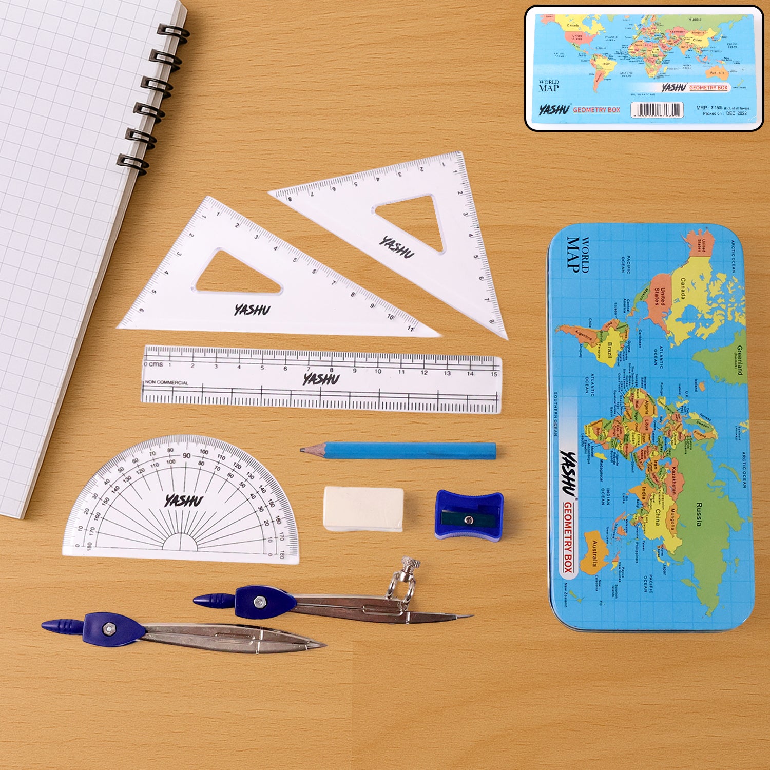 Premium Geometry Box Set – Complete Maths Tool Kit with Compass - Buy Online at Alikart
