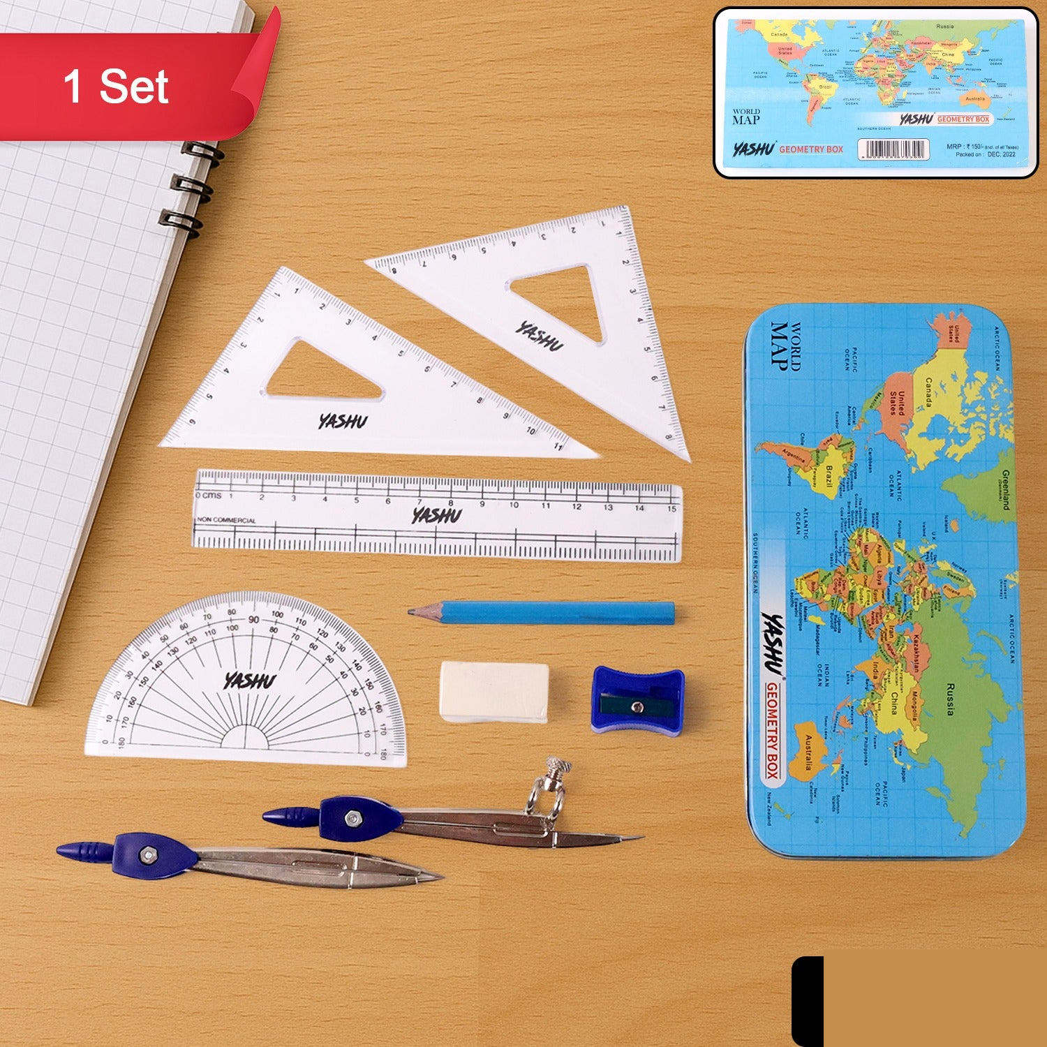 Geometry Box Set – Complete Maths Tool Kit with Compass - Detailed Feature View 1