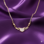 Premium Gold Heart Necklace – Dainty Pave CZ Love Pendant - Buy Online at Alikart