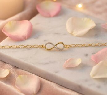 Gold Infinity Bracelet with Heart Charm – Elegant & Adjustable Fit