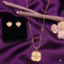 Premium Gold Plated AD Heart & Floral Jewelry Set – Elegant Daily Wear - Buy Online at Alikart