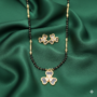 Premium Gold-Plated AD Mangalsutra Set – Elegant Floral Design with Earrings - Buy Online at Alikart