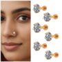 Premium Gold Plated AD Nosepin Stud – Comfortable Flat Back Combo Pack of 6 - Buy Online at Alikart