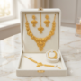 Premium Gold Plated Bridal Jewellery Set Necklace Earrings Maang Tikka Nath and Bracelet - Buy Online at Alikart