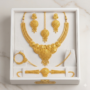 Premium Gold Plated Bridal Jewellery Set Necklace Earrings Maang Tikka Nath with Bracelet - Buy Online at Alikart