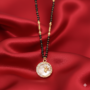 Premium Gold-Plated Circular Mangalsutra – Elegant Floral Pendant with Black Beads - Buy Online at Alikart