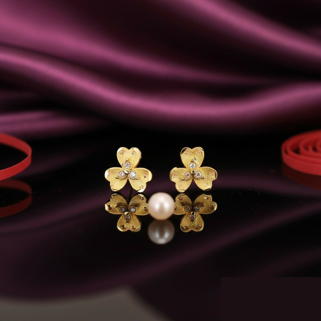 Gold Plated Clover Stud Earrings – Elegant Everyday Charm