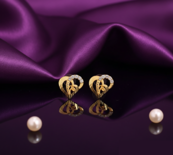 Gold Plated Dual Heart Stud Earrings – Elegant Lightweight Jewelry