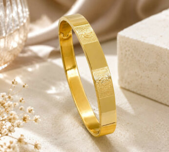 Gold Plated Kada Bracelet for Women with Minimal Engraved Design and Premium Finish