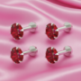 Premium Gold plated Red Ruby Flat Back Studs Tiny Labret Earrings Combo Pack of 4 - Buy Online at Alikart
