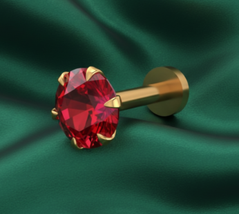 Gold plated Ruby AD Stud Earrings for women and girls
