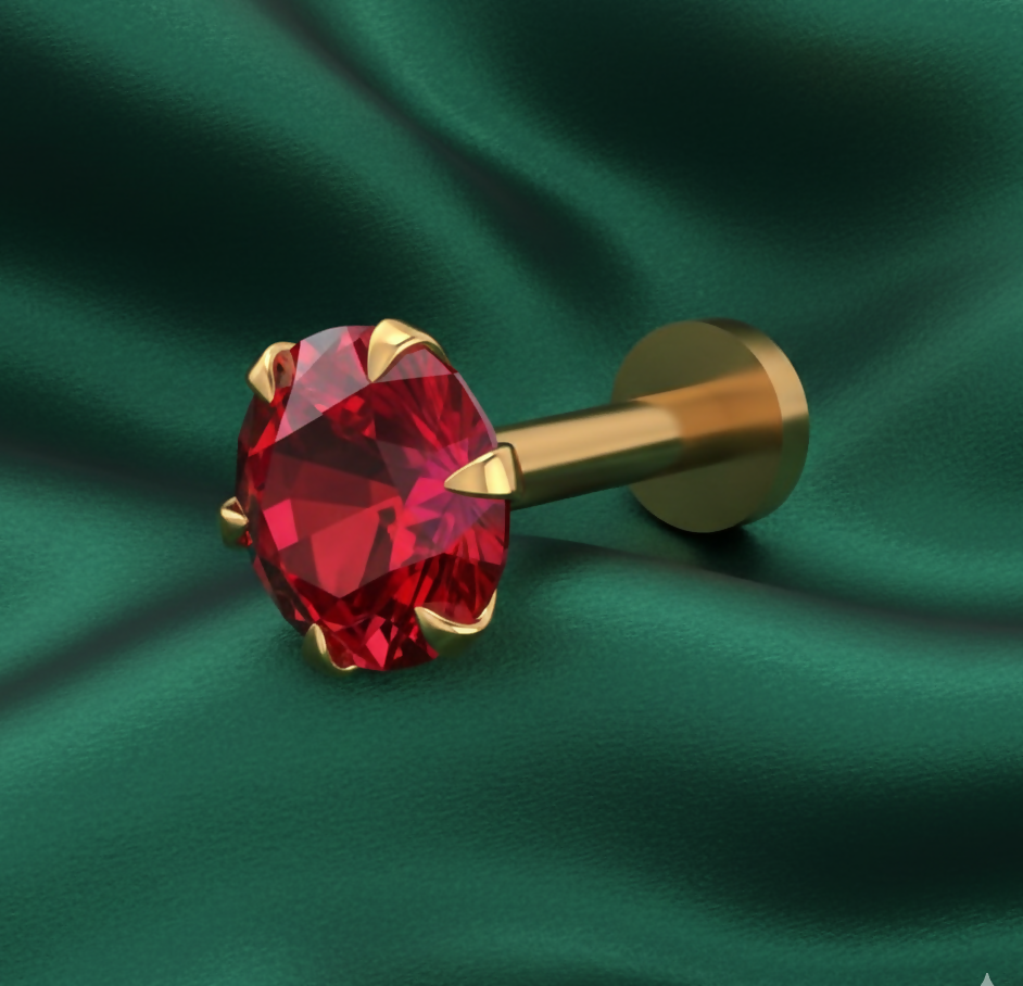 Gold plated Ruby AD Stud Earrings for women and girls