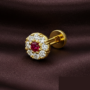 Premium Gold Ruby & Diamond Halo Flat-Back Stud Earring Pack of 1 PCS - Buy Online at Alikart