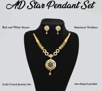 Gold Star Pendant Necklace Set – Ruby & CZ Accent Jewellery