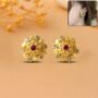 Premium Gold Stud Earrings – Elegant Floral & Multi-Stone Design - Buy Online at Alikart