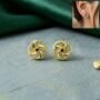 Premium Gold Stud Earrings – Intricate Spiral Pattern with Red Stone - Buy Online at Alikart