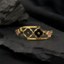 Premium Gold Tone Double Black Flower Bracelet with Pink Crystal Accents for Women - Buy Online at Alikart