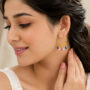 Premium Golden Hoop Bali Earrings with Multi-Color Sapphire, Ruby & Diamond CZ Teardrop Fringe - Buy Online at Alikart