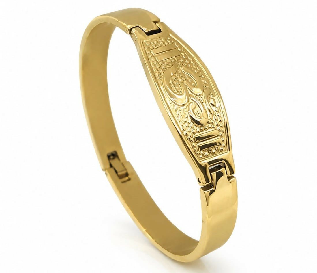 Golden Plated Om Engraved Religious Kada - Detailed Feature View 4