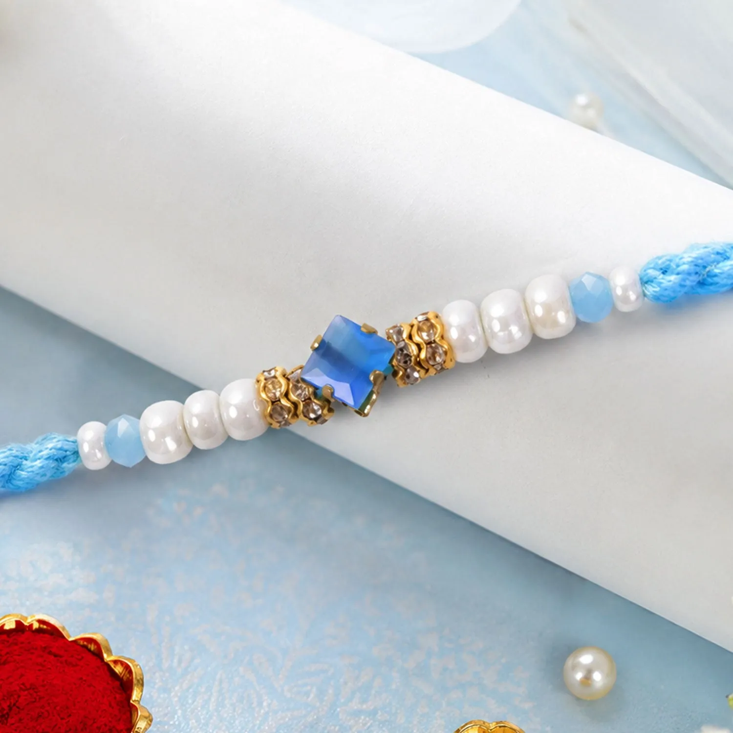 Designer Rakhi – Studded Centre Raksha Bandhan Thread - Detailed Feature View 1