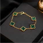Premium Green Clover Design Gold Tone Bracelet for Women Stylish Fashion Jewellery - Buy Online at Alikart