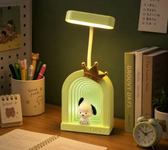 Green Cute Crown LED Study Lamp with USB Rechargeable Night Light for Kids