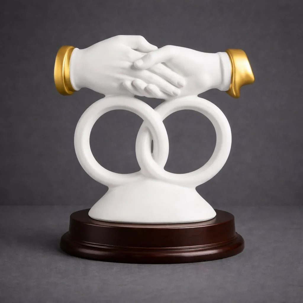 Elegant Handshake Showpiece with Ring Base for Home Decor - Detailed Feature View 3