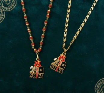 Shiva Trishul Pendant Chain with Rudraksha Mala – Spiritual Protection