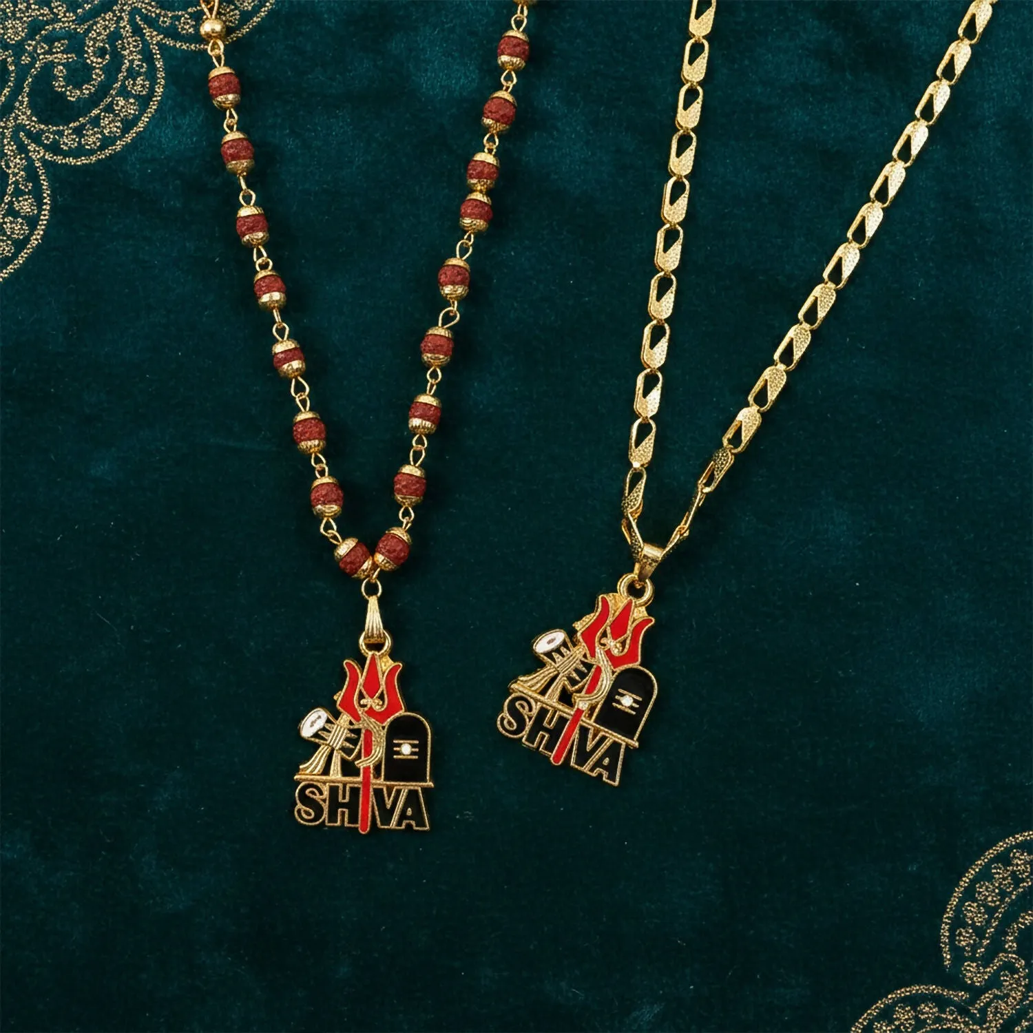 Premium Shiva Trishul Pendant Chain with Rudraksha Mala – Spiritual Protection - Buy Online at Alikart