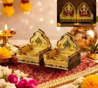Handcrafted Gold Meena Rajwadi Sinhasan for Ganesh Lakshmi Idol Decorative Pooja