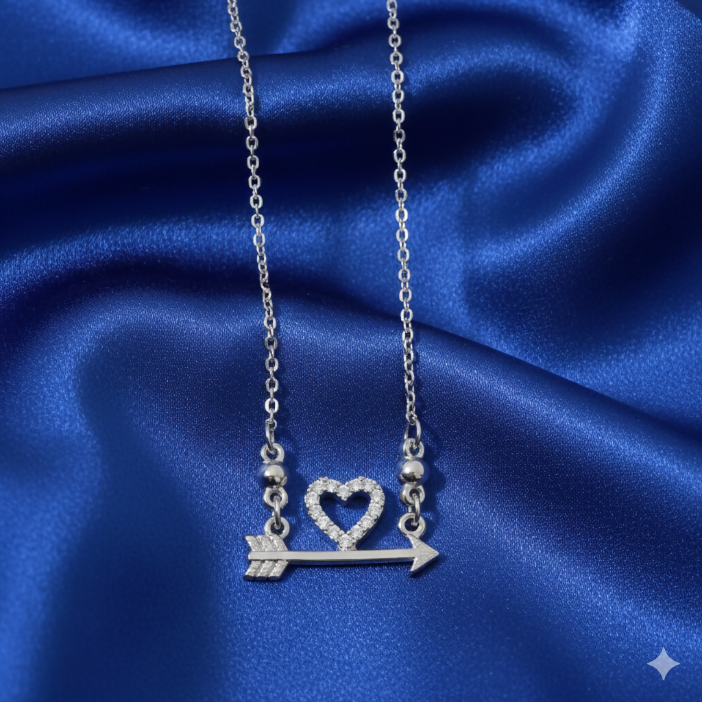 Heart & Arrow Pendant Necklace – Elegant Silver Plated Jewellery