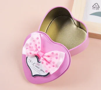 Heart Tin Gift Box – Cute Metal Heart-Shaped Storage Box for Gifts, Chocolates & Jewelry (Random Color-Pack of 1)