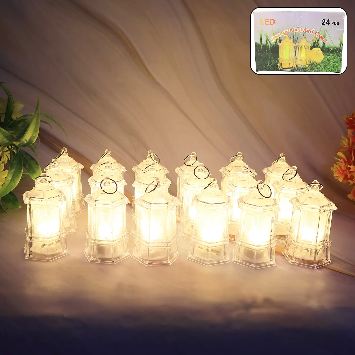 Premium LED Decorative Lantern Lights – Set of 24 Flameless Hexagonal Lamps - Buy Online at Alikart