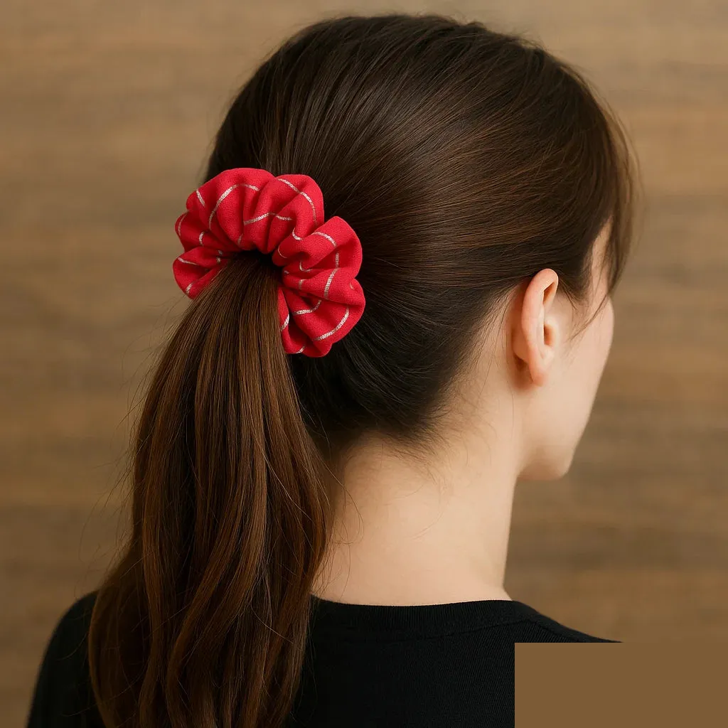 Premium Striped Georgette Scrunchies – Soft Hair Ties for Women & Girls | Random Color Ponytail & Bun Hair Accessory (Random color-Pack of 1) - Buy Online at Alikart