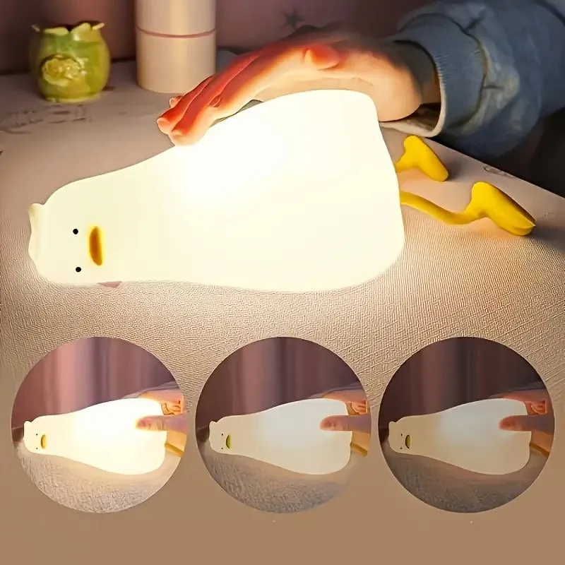 Lying Flat Duck Silicone Night Led Lamp with USB Connector - Detailed Feature View 2