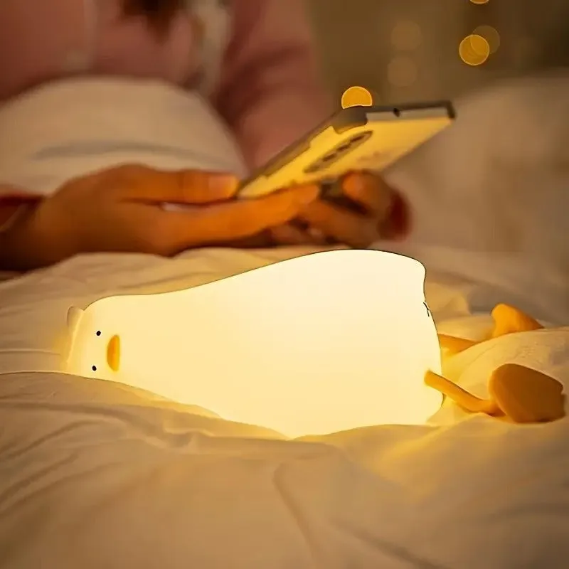 Lying Flat Duck Silicone Night Led Lamp with USB Connector - Detailed Feature View 1