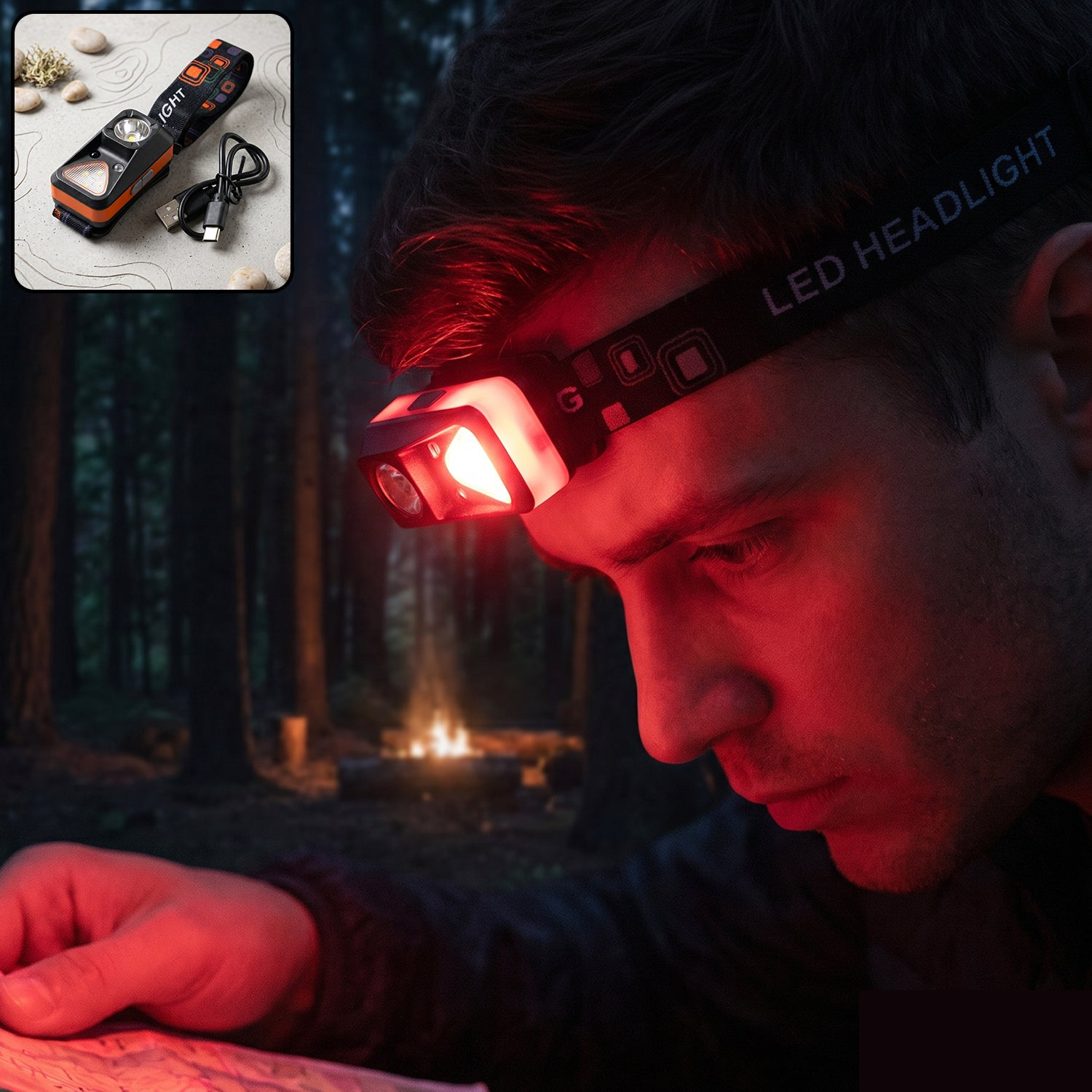 Premium Inductive LED Head Lamp Rechargeable Motion Sensor Headlight (1 Pc) - Buy Online at Alikart