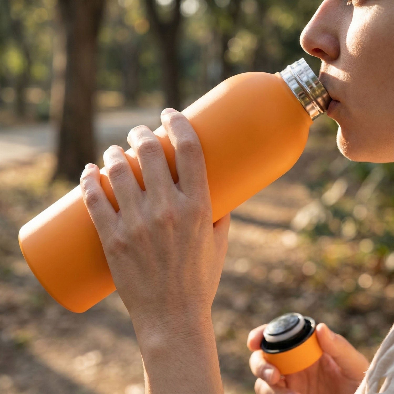 Insulated Stainless Steel Water Bottle – 500ml Orange - Detailed Feature View 3