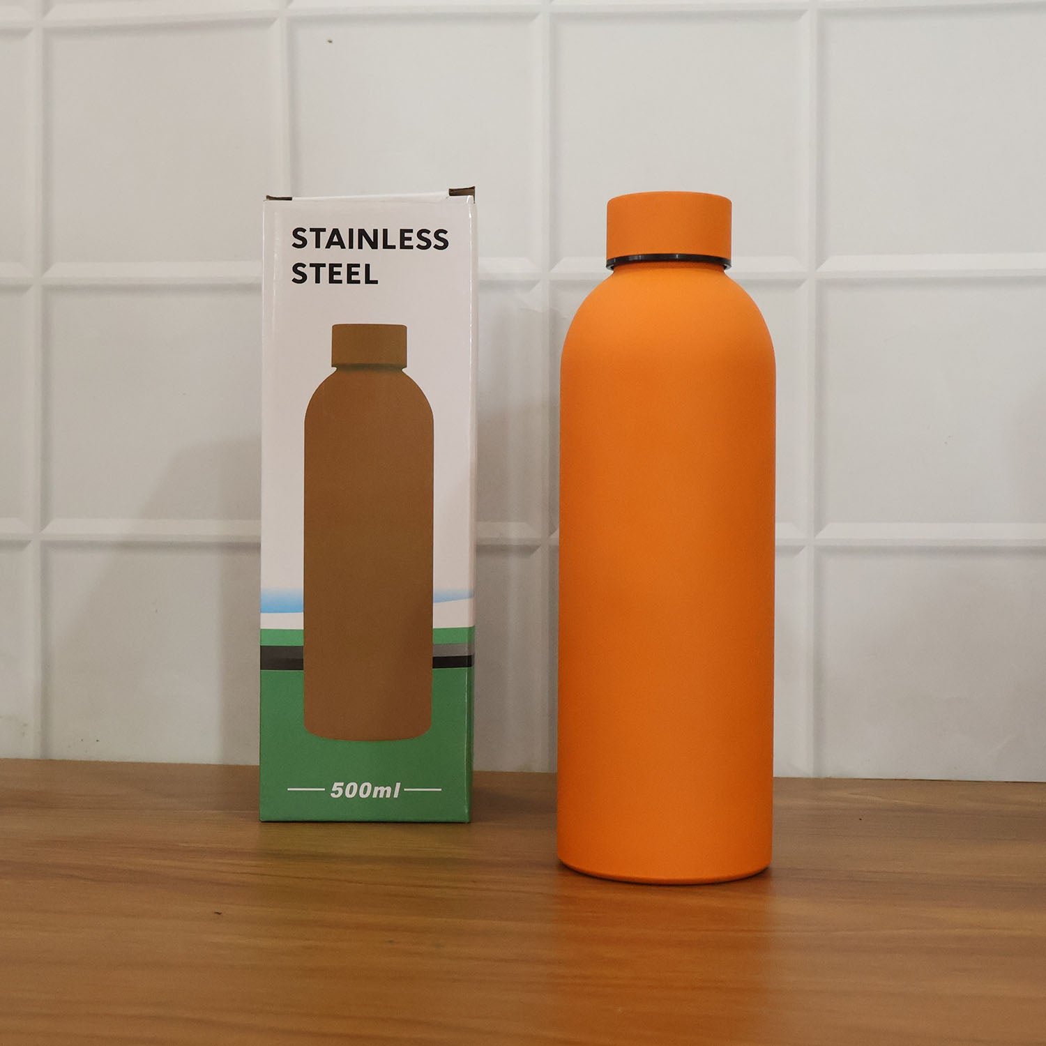 Insulated Stainless Steel Water Bottle – 500ml Orange - Detailed Feature View 7