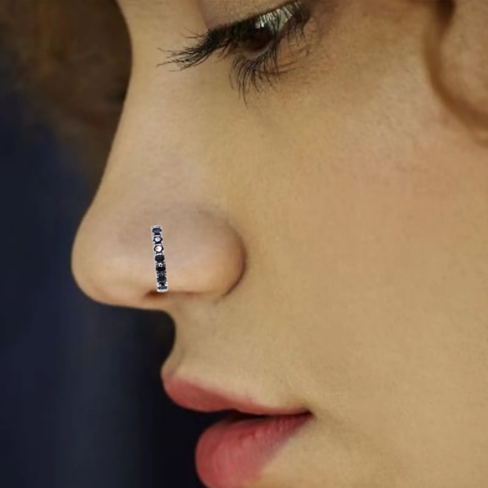 Premium Fake Nose Ring Set – Dual Gem Pave Design for Piercing-Free Style - Buy Online at Alikart