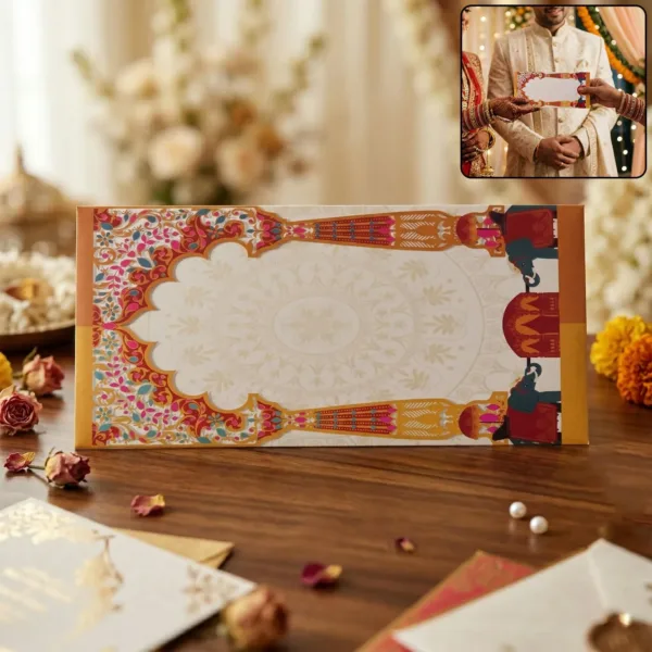 Traditional Wedding Shagun Money Envelope Elephant Design – Elegant Gift Wrap