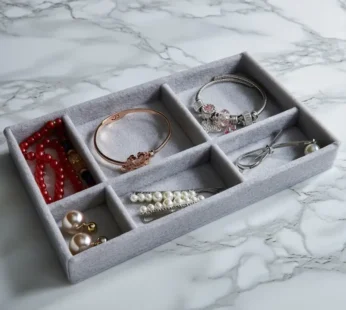 Velvet Jewelry Plate Display Tray – Elegant Organizer for Rings, Earrings, Bracelets & Accessories