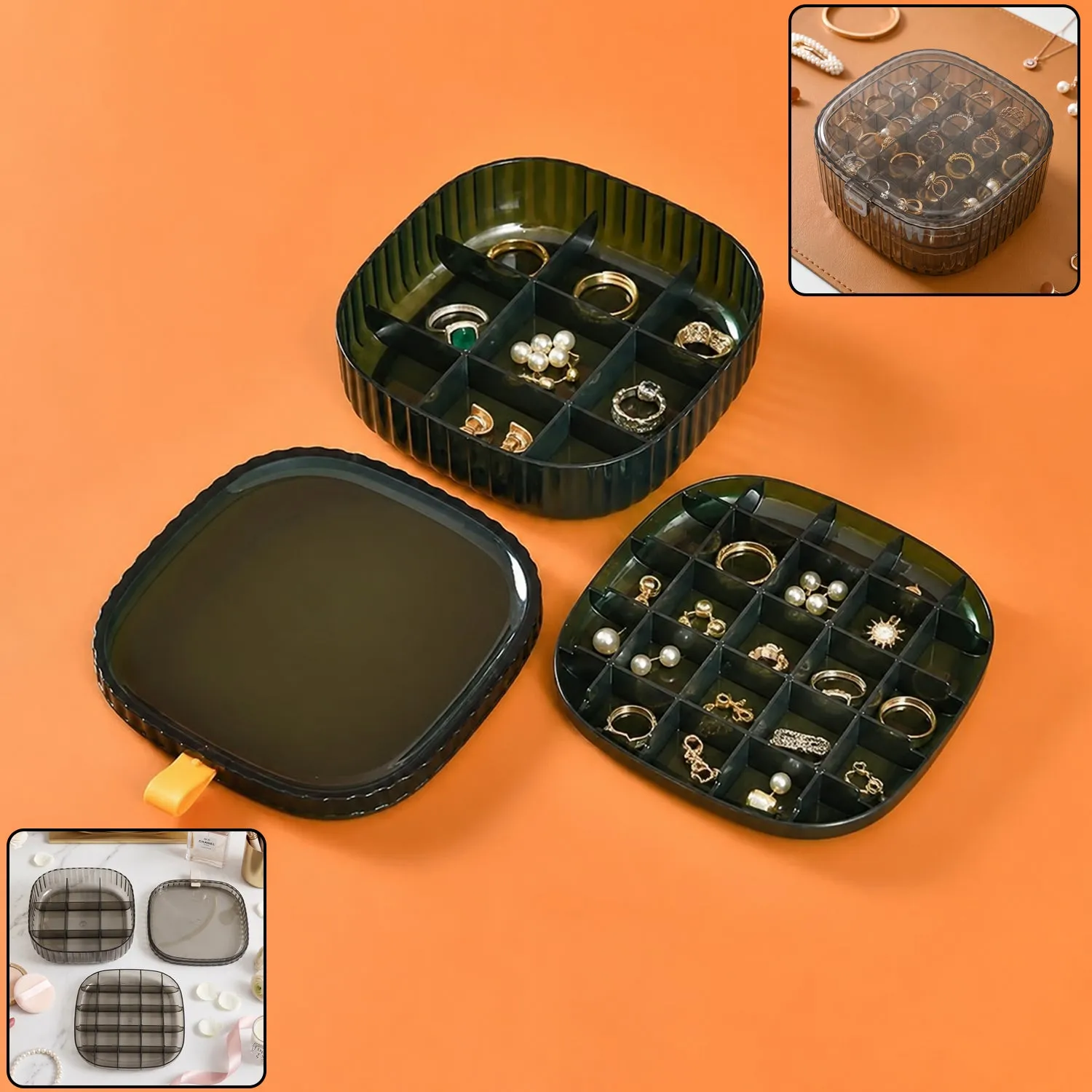 Premium Plastic Multi-Compartment Jewelry Organizer Box, Stackable Ring Storage (1 Set) - Buy Online at Alikart