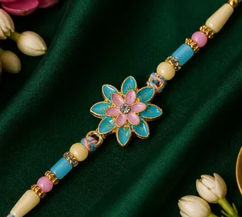 Designer Rakhi featuring Lotus Charm, bead line and gift style for Retail Display
