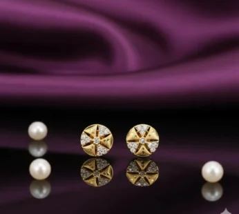 Gold-Plated Diamond-Cut Stud Earrings – Elegant Daily Wear